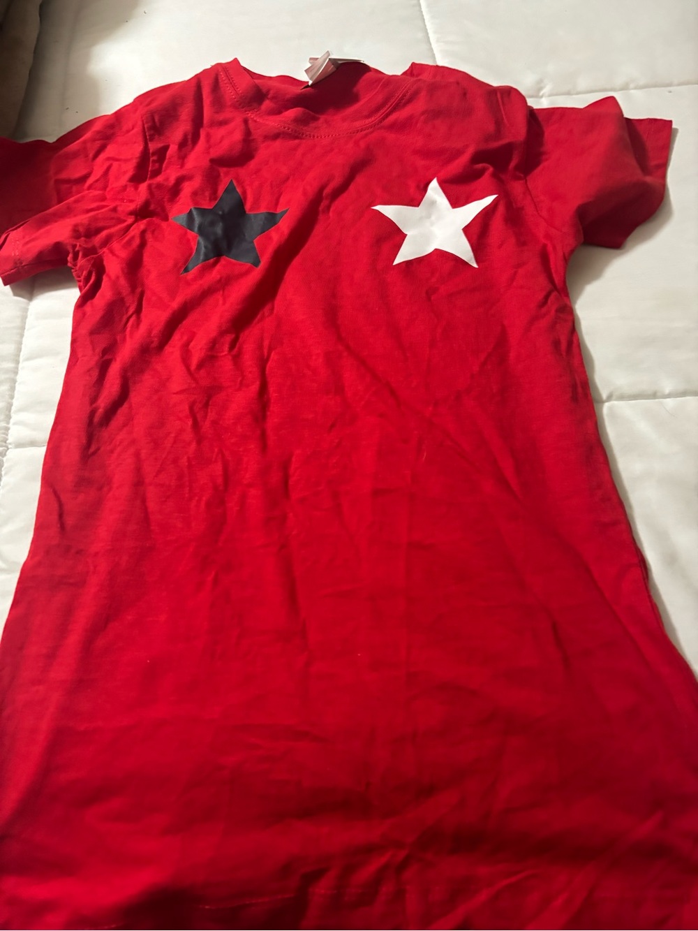 Popular Basics Red Short Sleeve Tee with Black and White Stars